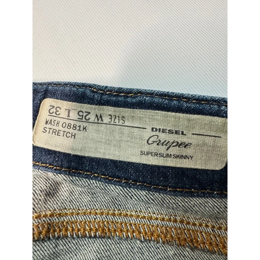 Y2K Diesel Grupee Super Slim Skinny Jeans Womens Dark Wash 0881K Stretch Denim‎